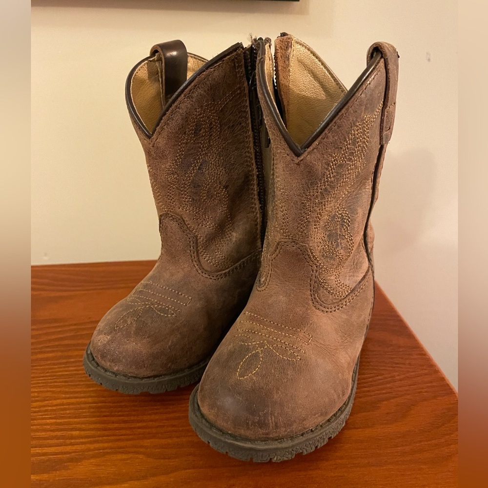Smoky Mountain Toddler Hopalong Brown Leather Cowboy Boots size 7